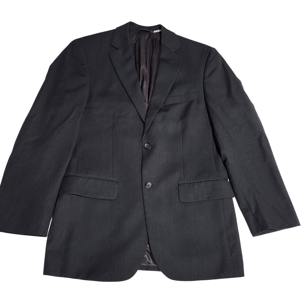 Pronto Uomo Platinum Mens 37 Regular 100% Wool Blazer Sport Coat Black Grey 37R